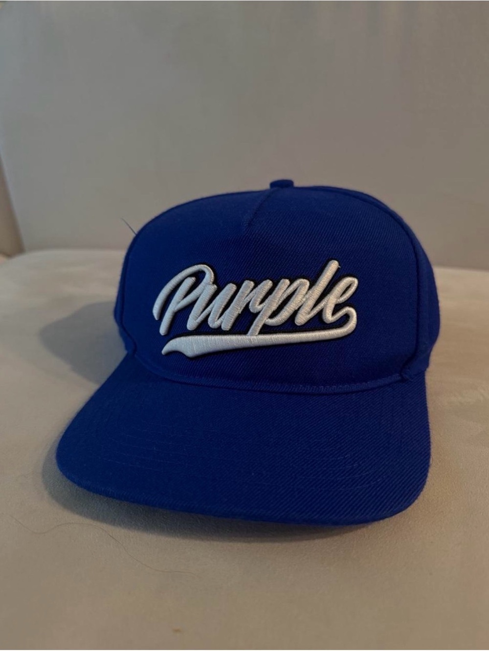 Blue Cap with White 'Purple' Script